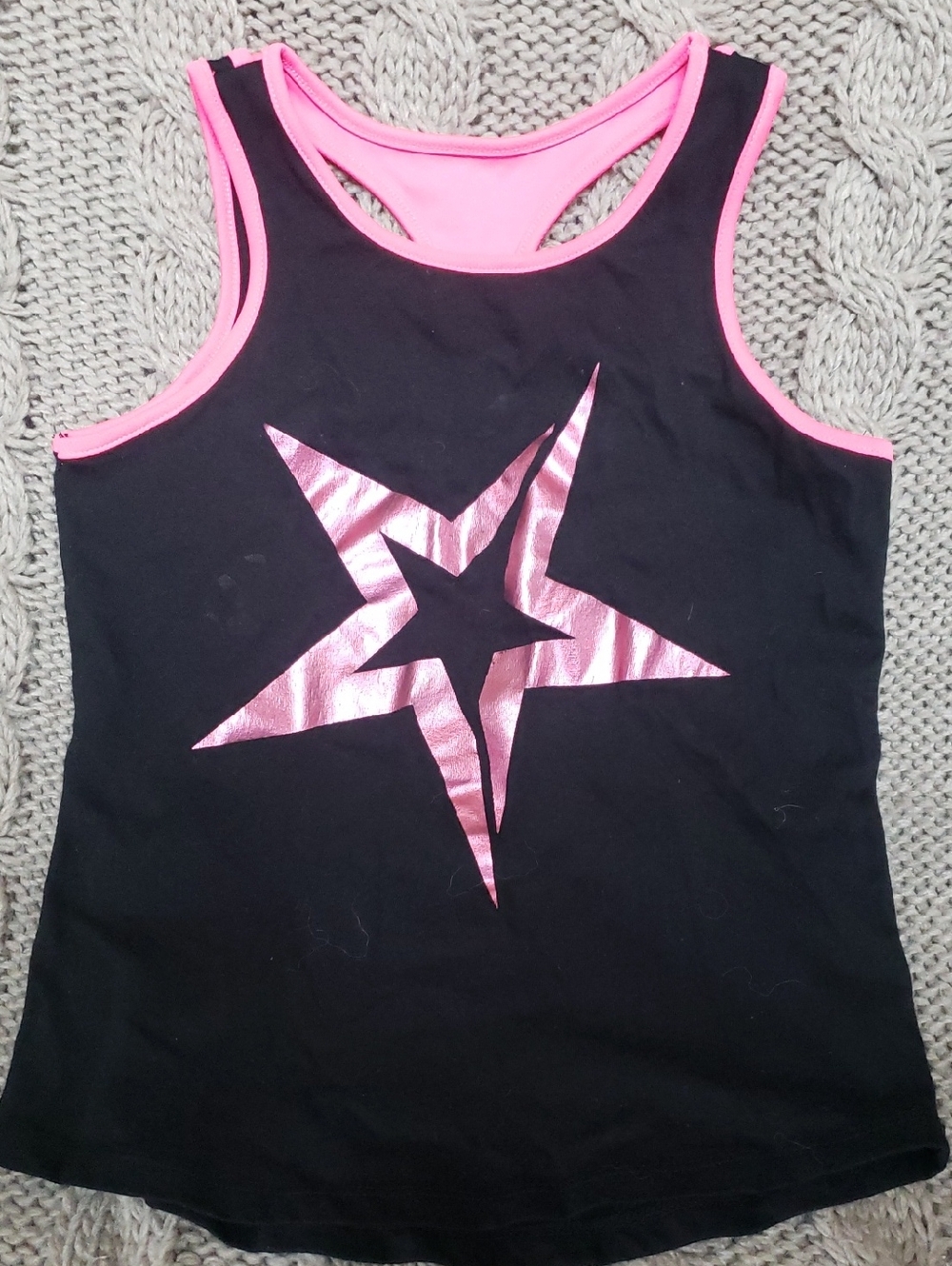 Xersion Black Tank Top with Pink Metallic Star